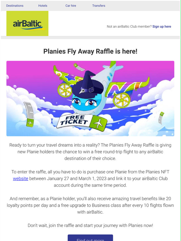 ✈Win a flight in Planies Fly Away raffle!