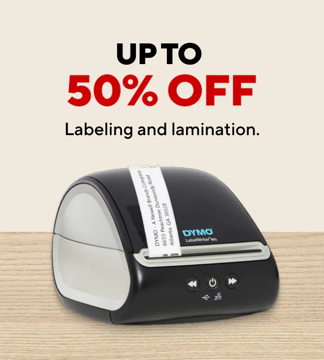 Up to 50% off laminators and supplies!