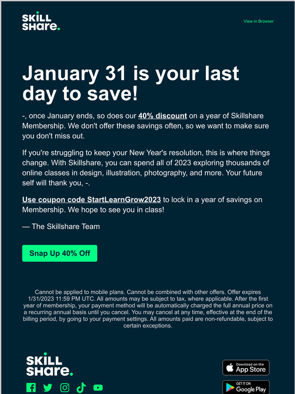 (Last Call) 40% Off Ends After January 31!