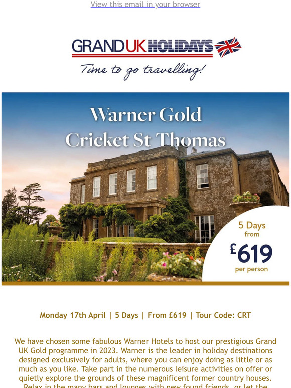 Grand UK Holidays GOLD Warner Cricket St Thomas Milled