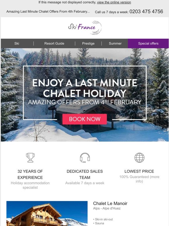Amazing Last Minute Chalet Offers From 4th February