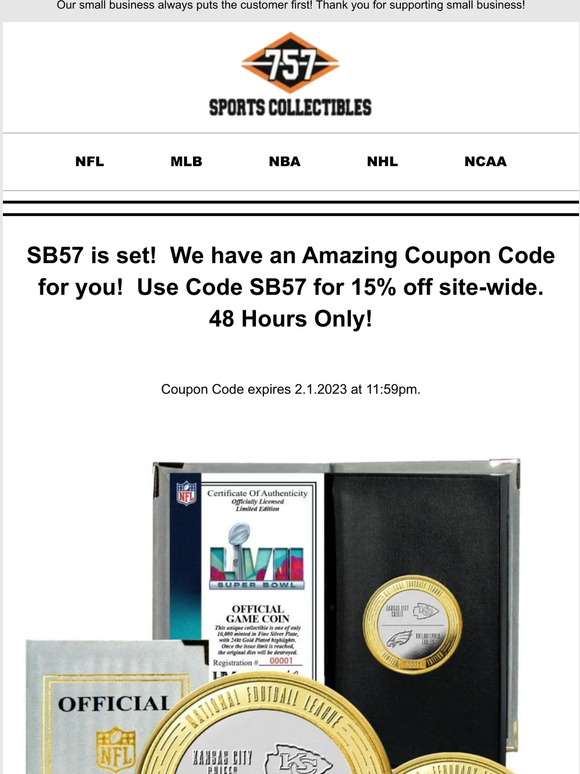 757 sports collectibles: 9 Hours Only! Entire website 30% off! All