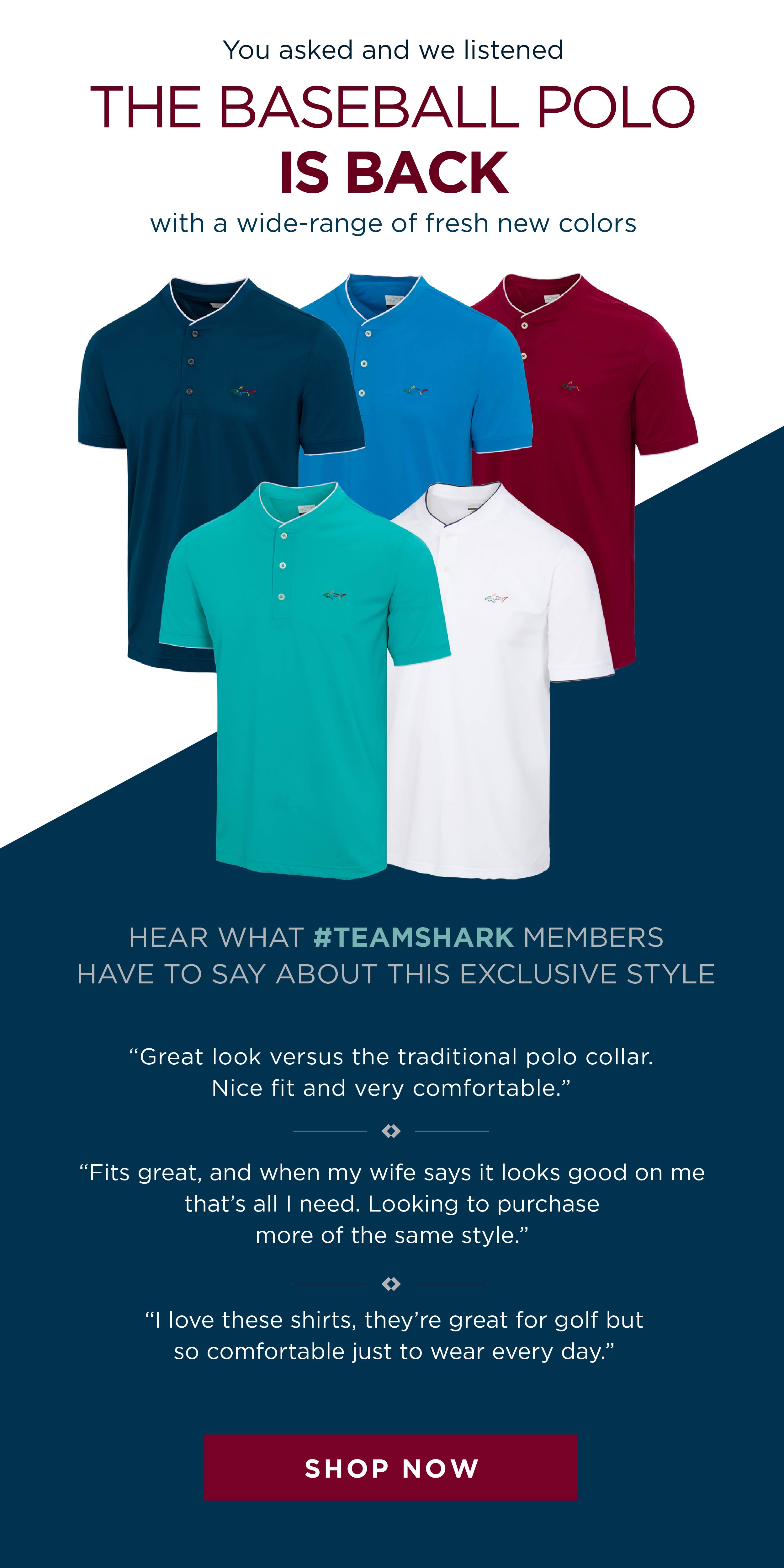 Greg Norman Collection: The baseball polo is BACK with new colors | Milled