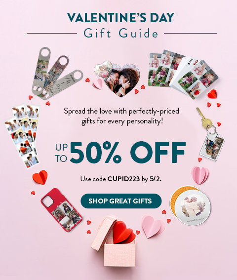 Valentine's Day gift guide | Spread the love with perfectly-priced gifts for every personality! | Up to 50% off | Use code CUPID223 by 5/2. | Shop now