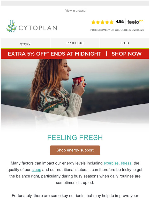 Extra 5% off ends at midnight!