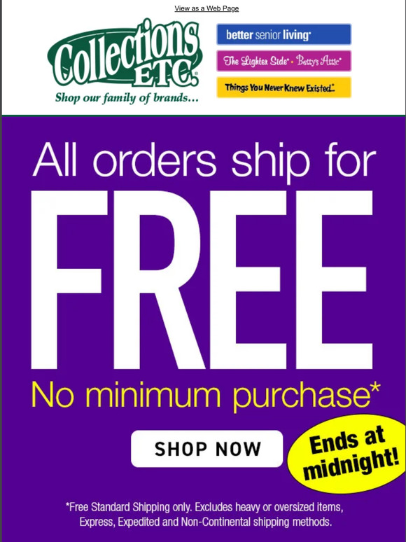 Collections Etc. 📧 EMAIL UPDATE Your Free Ship Code Milled