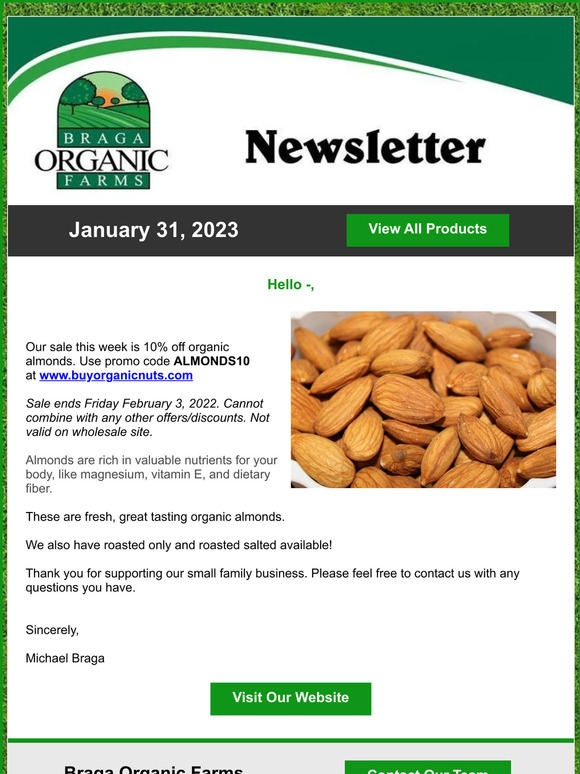 10% off Almonds until Friday