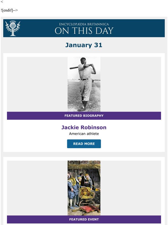 Guy Fawkes executed in London, Jackie Robinson is featured, and more from Britannica