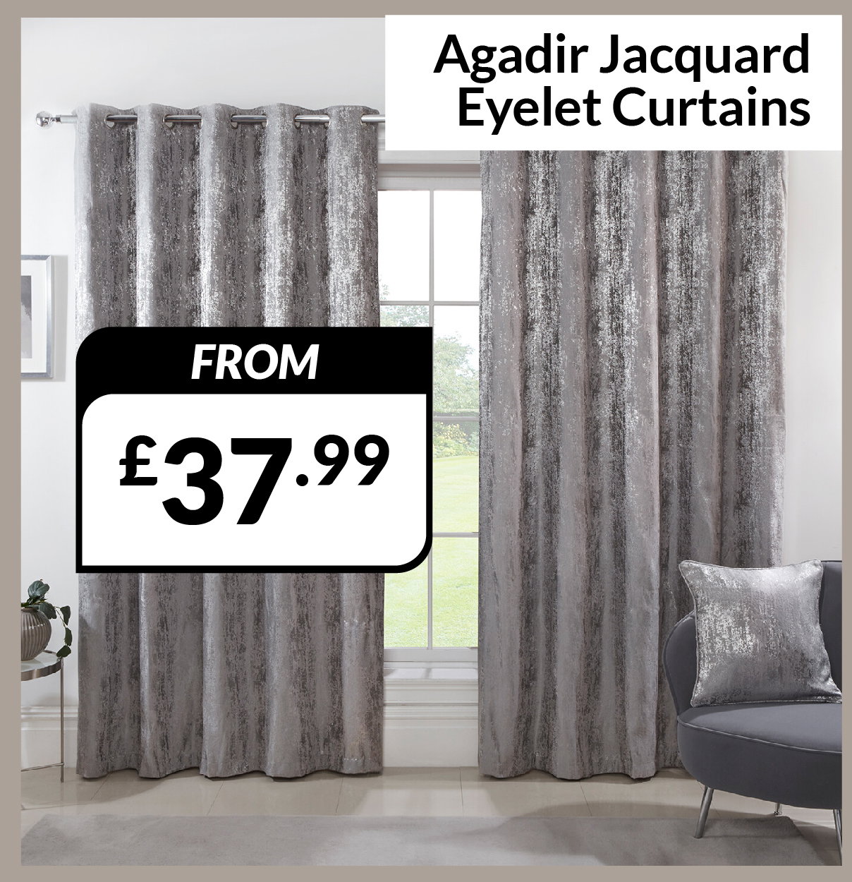 Agadir Jacquard Eyelet Curtains