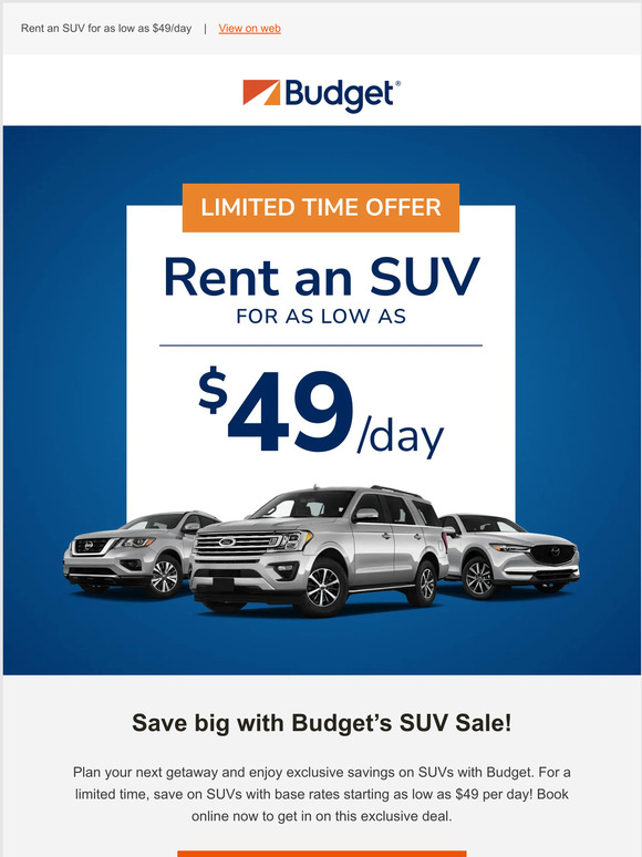 LIMITED TIME: Budget's SUV Sale is back!