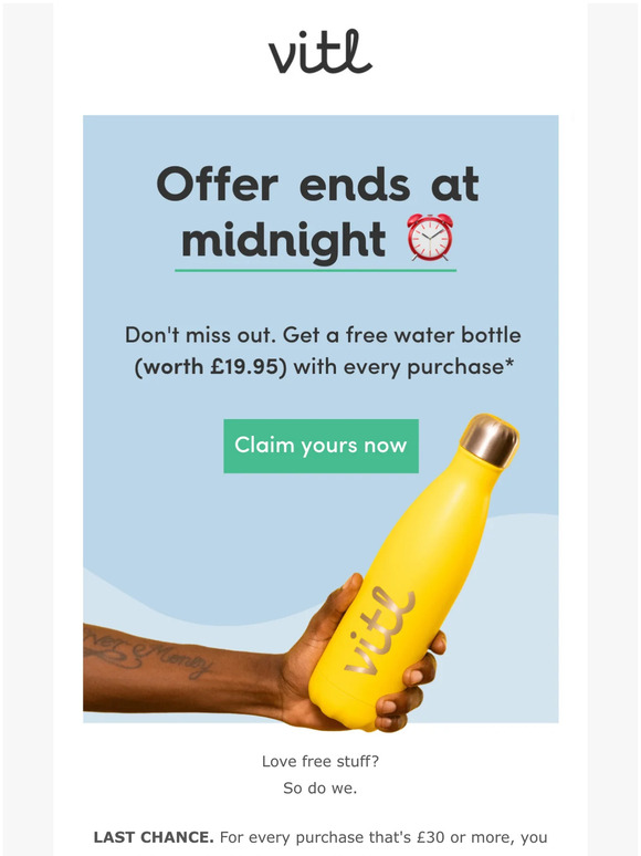 🚨 OFFER ENDS TONIGHT: Grab your FREE water bottle worth £19.95