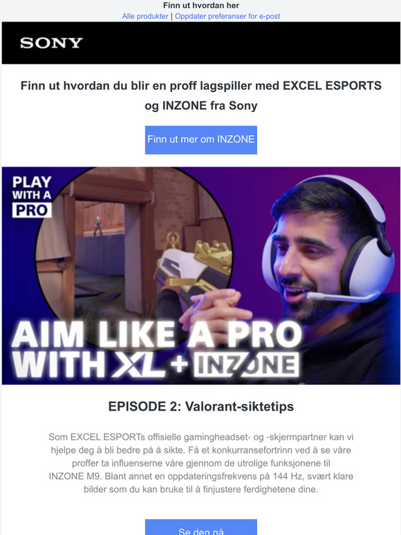 Bli en proff lagspiller med EXCEL ESPORTS og Sony INZONE