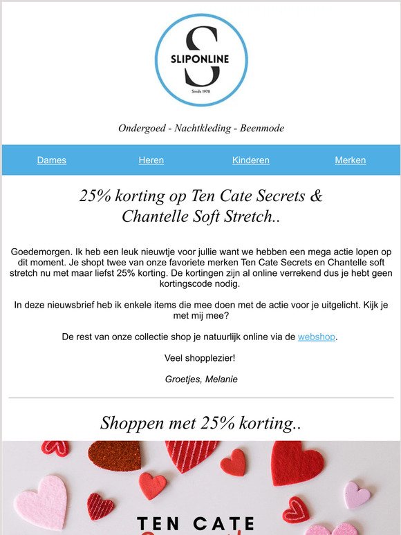 25% korting > Ten Cate Secrets & Chantelle