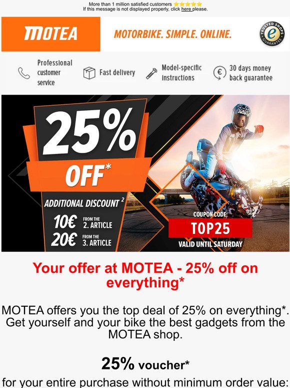 📣 Spread the word: only today 25% off everything at MOTEA