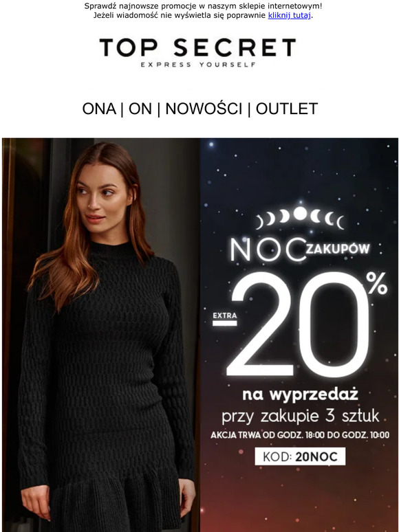 Extra -20% na WYPRZEDAŻ! Noc Zakupów czas START!