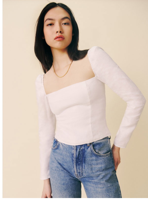 Khloe Linen Top White