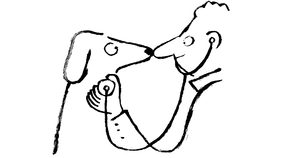 Illustration of doctor with stethoscope checking dog