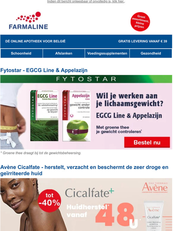 Kortingen tot 40% op Avène, XL-S, Skintist, Eucerin en zo veel meer!