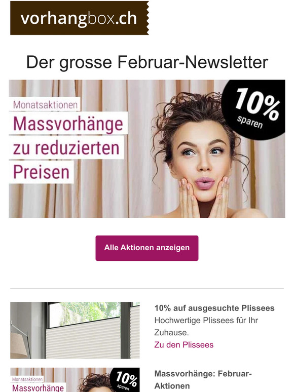 Massvorhänge & Plissees - jetzt 10% sparen