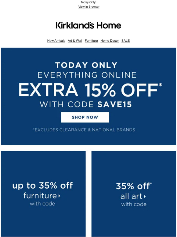 Extra 15% OFF Everything Online - Happening Now!