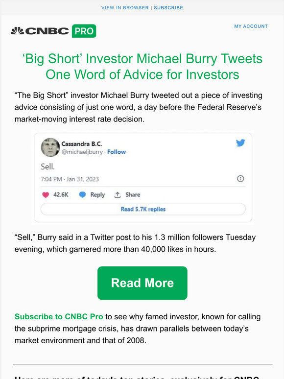 See the advice ‘Big Short’ investor Michael Burry tweeted for investors