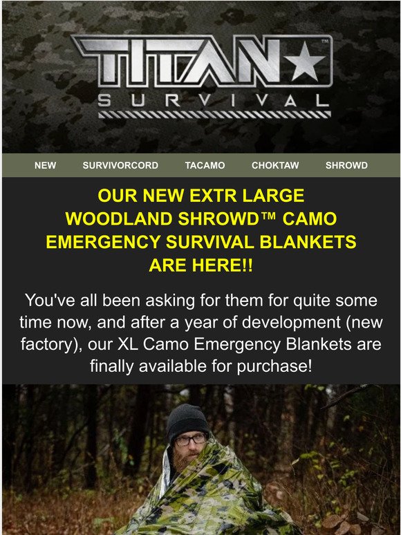 NEW PRODUCT LAUNCH - XL CAMO SURVIVAL BLANKETS