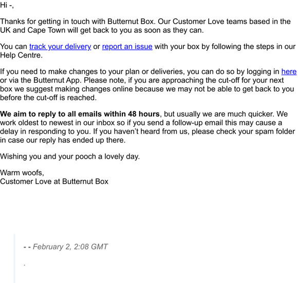 Re: A message from Butternut