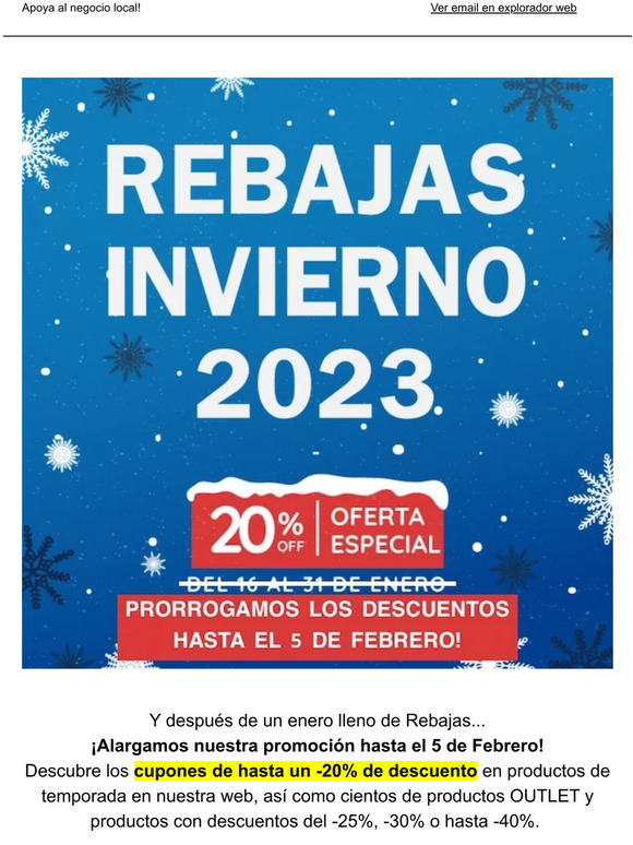 ¡Prorrogamos! Cupón -20% dto. y Rebajas ❄️