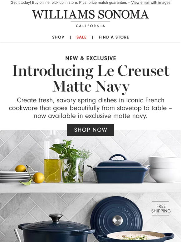 Le Creuset's New Matte Navy Color Is Exclusively Available at Williams  Sonoma