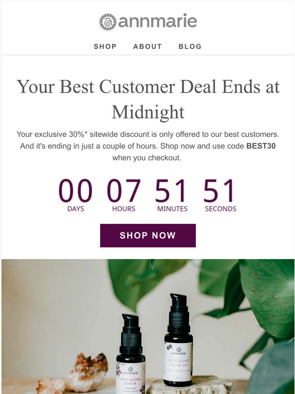 Final hours: 30%* OFF sitewide for only our top customers