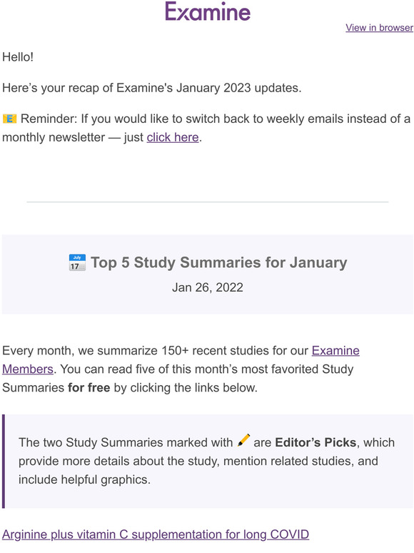Examine [Examine Newsletter] January 2023 Updates Milled