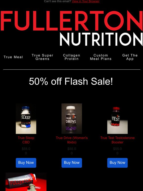 50% off Flash deal Fullerton Nutrition