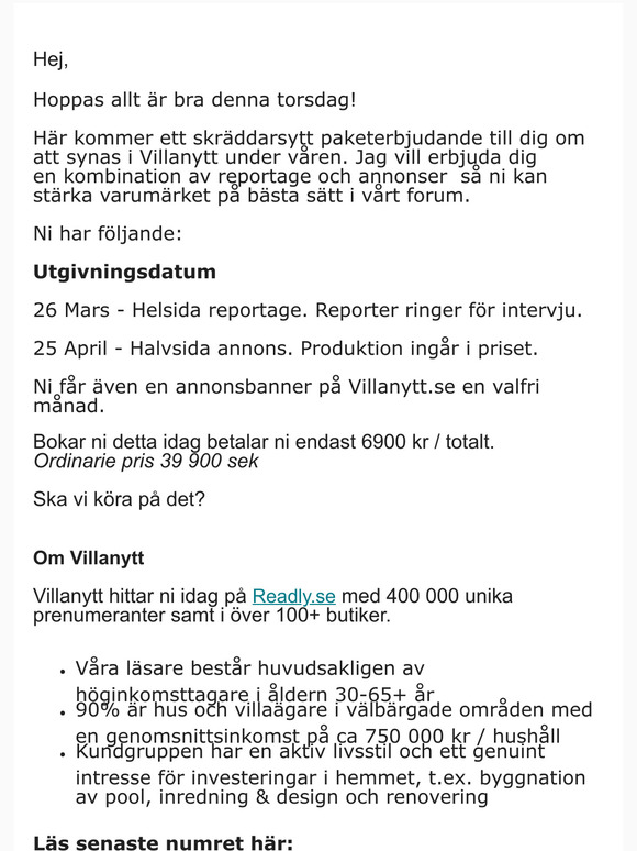 Specialerbjudande Villanytt