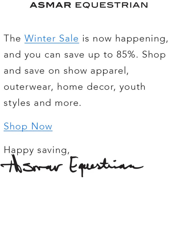 Winter Sale at Asmar Equestrian - Up to 85% Off! 🤩
