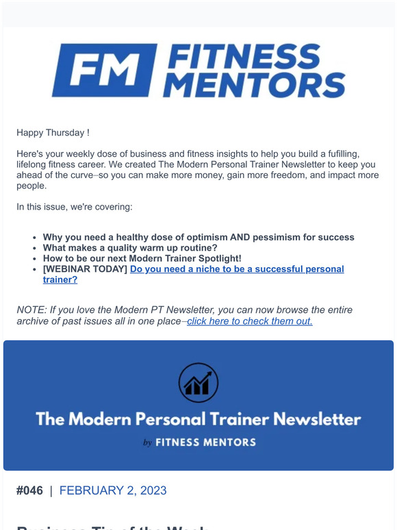 The Modern Personal Trainer Newsletter: Issue #047