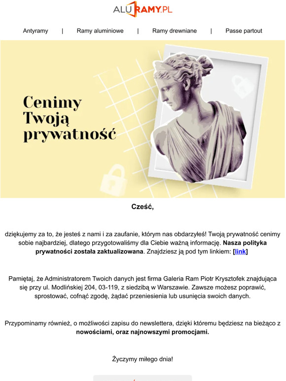 ☰ 🔒 Aktualizacja polityki prywatności na Aluramy.pl!