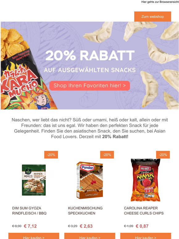 Günstig naschen bei Asian Food Lovers  🍖