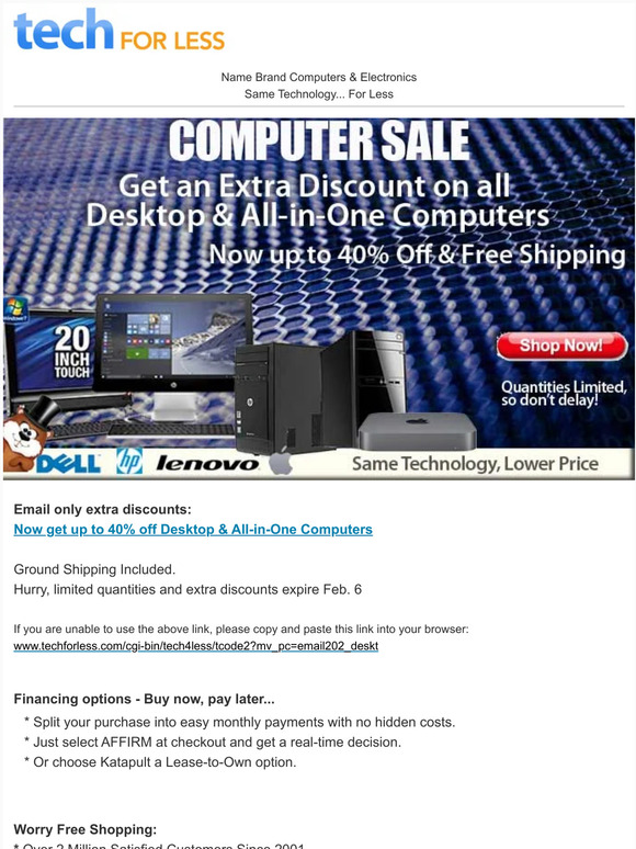 No lie, —... You’ve earned an offer: Special Deal on Desktop & All-in-One Computers!