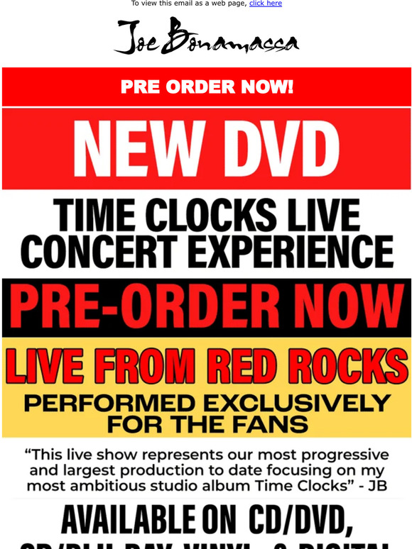 Joe Bonamassa Time Clocks Performed Live At Red Rocks PreOrder Now