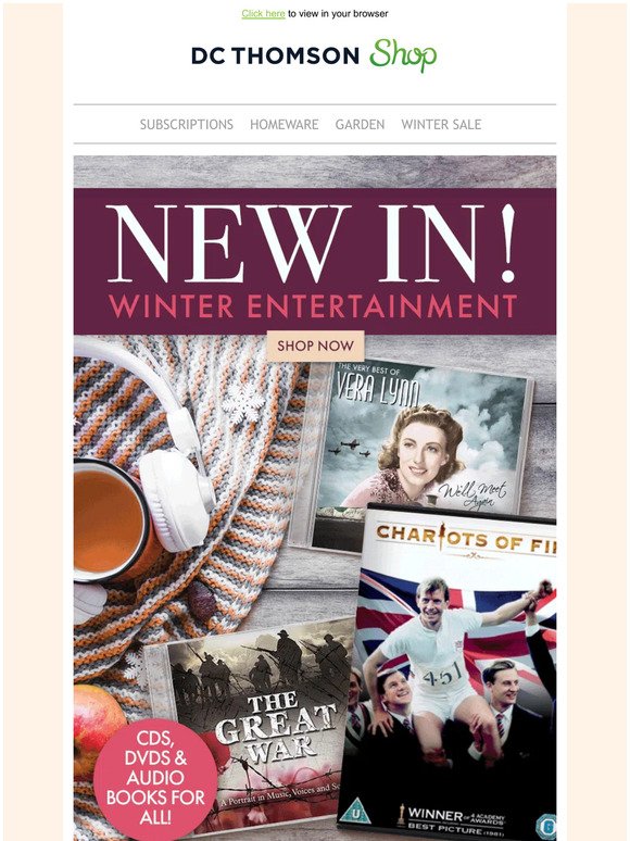 New for Winter - CDs, DVDs and Audiobooks