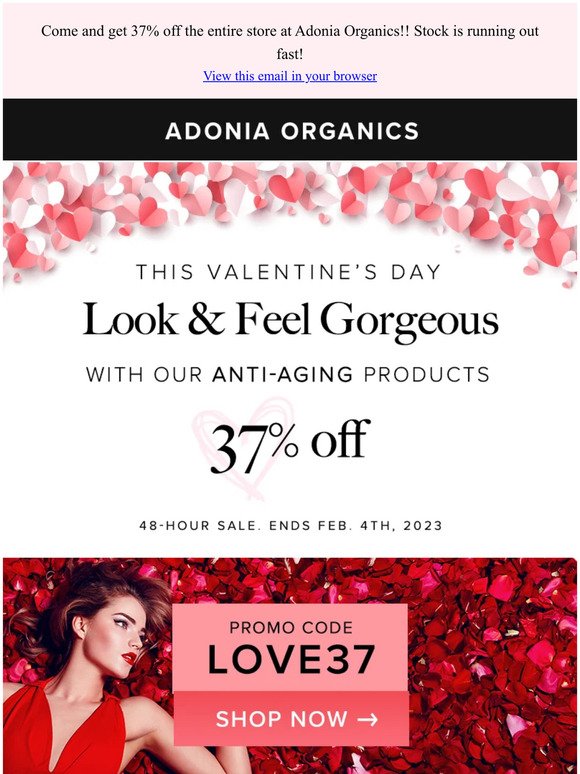 💝 Get 37% off this Valentine's Day at Adonia Organics!