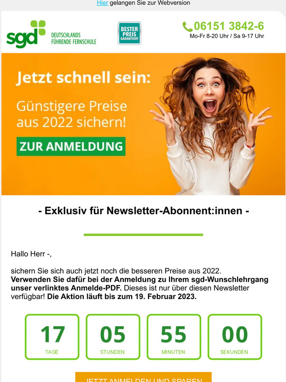 ⏰ Sichern Sie sich die günstigsten Studiengebühren, Herr —!