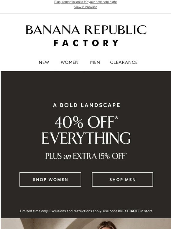40% off everything for warmer days to come + an extra 15%