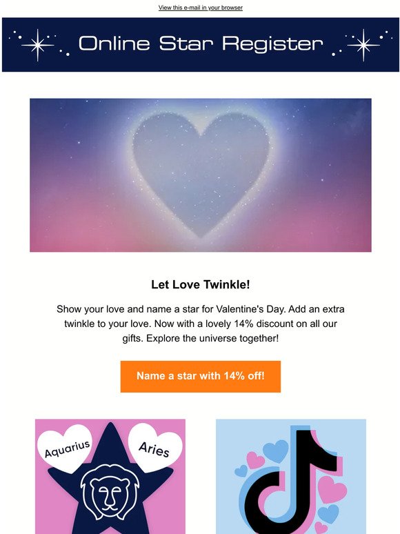14% off: Name a Valentine's star