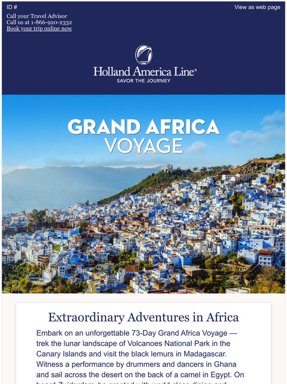 Holland America Line Explore the Extraordinary on a Grand Africa