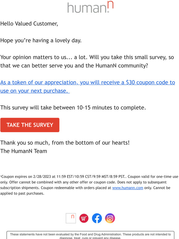 HumanN: Valued Customer, You have been selected for this survey | Milled