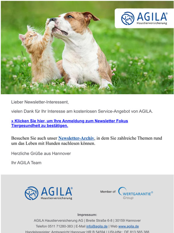 Fokus Tiergesundheit - Bitte bestätigen Sie Ihre Anmeldung