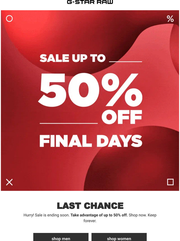 LAST CHANCE: Up to 50% off