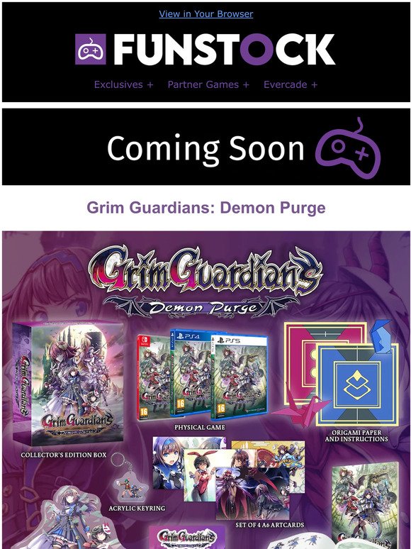 Grim Guardians: Demon Purge Collector's Edition is COMING SOON to Funstock! | Gal*Gun Double Peace Horny Trinity Edition | Complete Your Collection with Evercade