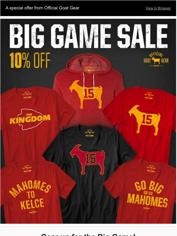 Gear up for the Big Game - Save 10%